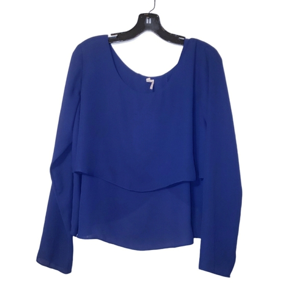 Navy Blue Tiered LongSleeve Blouse - Picture 1 of 4